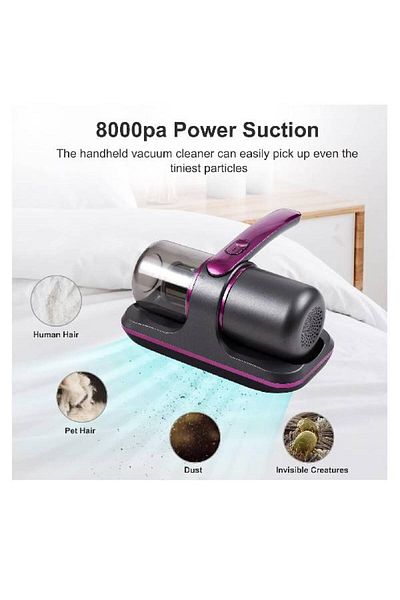 TERRION 100W Cordless Handheld UV Bed Vacuum – 8000Pa Suction, 2 Speeds, 250ml Dust Cup for Mattress/Sofa