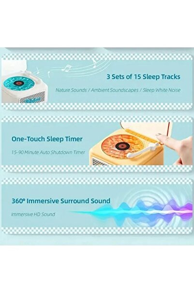 Vothoon Nostalji Mini Plak Görünümlü Radyolu Bluetooth Hoparlör 3D Ses Dalgası Retro Müzik Plak