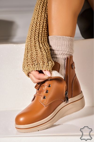 Joana Women's Natural Leather Boots Camel Alexina