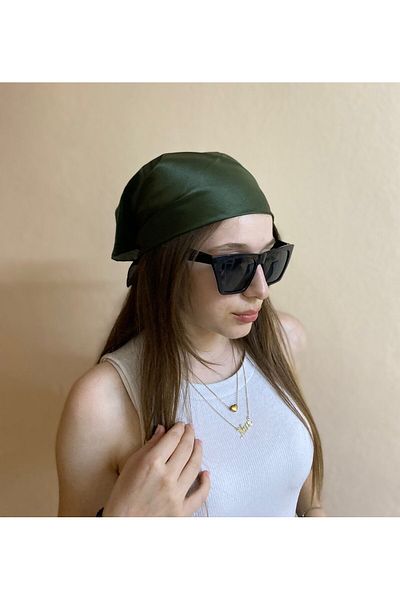 sema aksesuar Khaki Color Plain Patterned Rayon Fabric Bandana - Scarf Gift