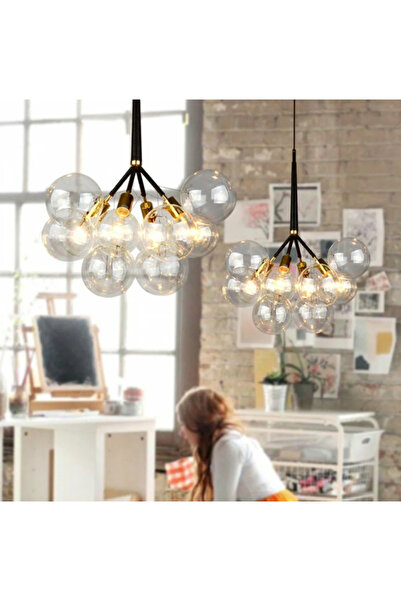 LUXXO Candelabru Globes, 6xE27, corp aluminiu, abajururi sticla