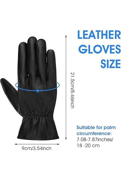 WLLHYF Manusi negre unisex din piele ecologica, imblanite, 21.5 cm,