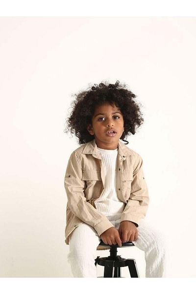Zekids Boy's Parachute Fabric Shirt with Snap Pocket