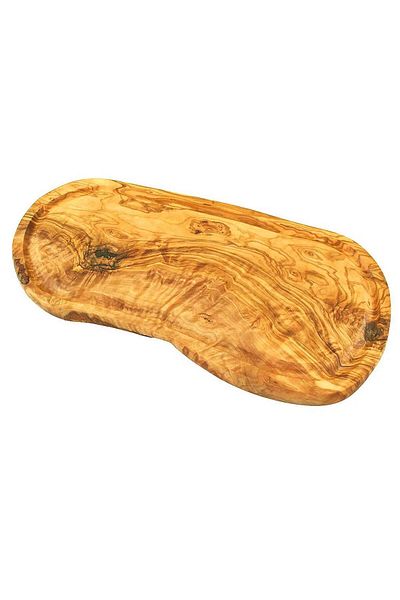 OEM Olive wood chopping board with groove, rustic shape 40-45cm