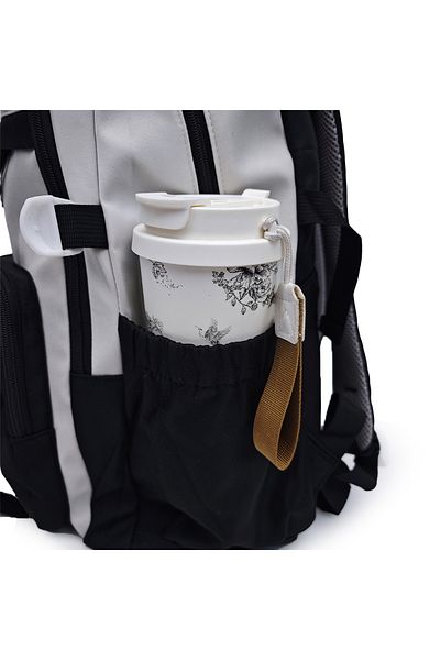 B4U Boys' school bag, light gray - black, 2 compartments, high school, 2507
