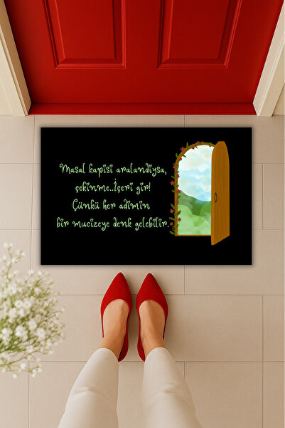 Dormot Home YükseModern Dijital Baskı-Motivasyon Masal Kapısı Temalı Paspas 7...