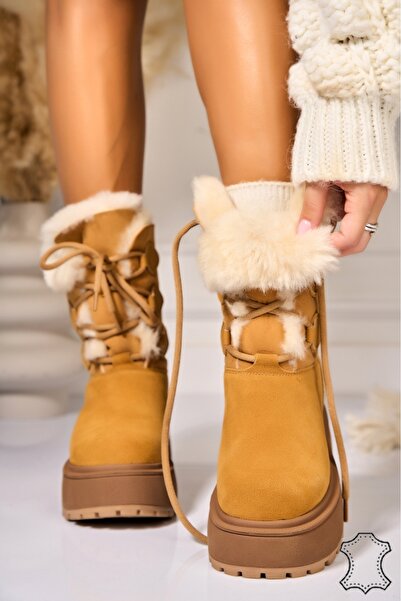 Joana Γυναικείες Μπότες από Φυσικό Σουέτ Camel Cataleia