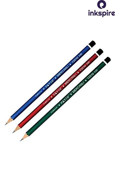 inkspire قلم رصاص HB Coral مع 3 قطع من قلم رصاص فاتح ذو رأس أسود ناعم