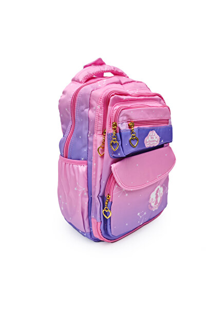 B4U Ghiozdan scoala fete ergonomic in degrade 2 compartimente lila-roz clasel...