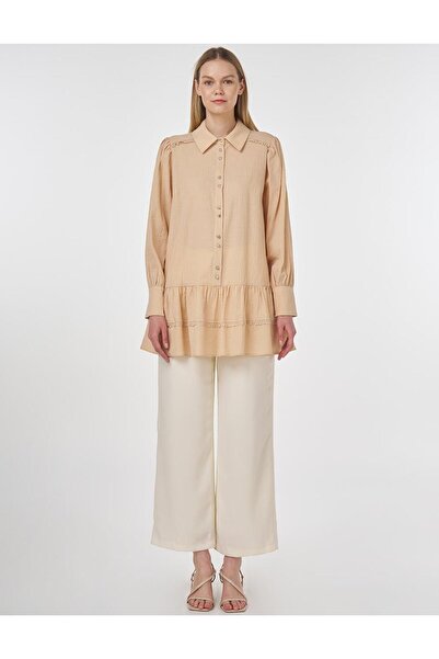 Kayra Stripe Scalloped Viscose Tunic