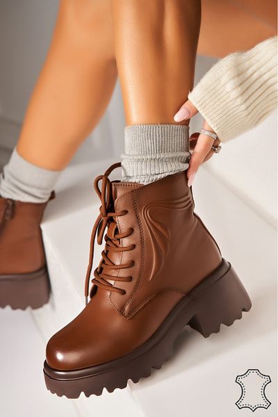 Joana Women's Natural Leather Boots Khaki Melena