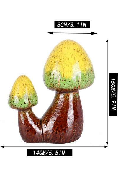 XYQXYQ Garden decoration, home, ceramic mushroom model, multicolor, 14x15x8 cm,