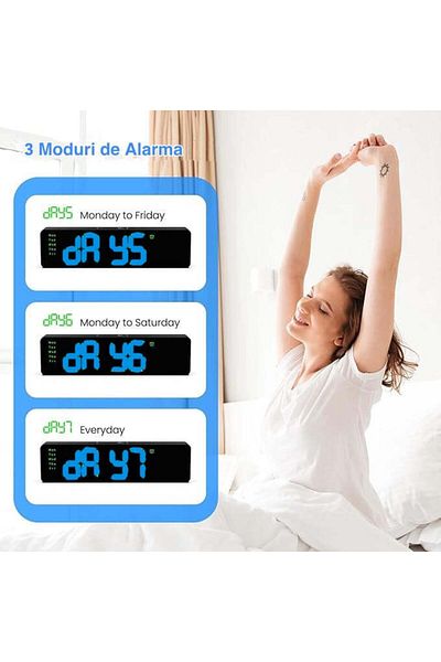 VTM Digital Table and Wall Clock with Blue LED, Stopwatch, Alarm, Snooze, Temperature