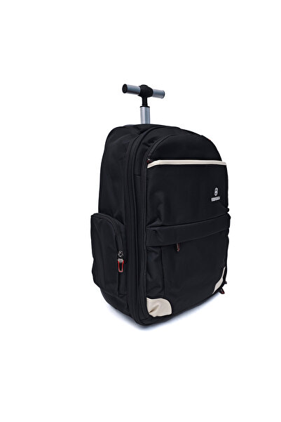 B4U Ghiozdan scolar troler unisex negru 2 compartimente liceu 12911A