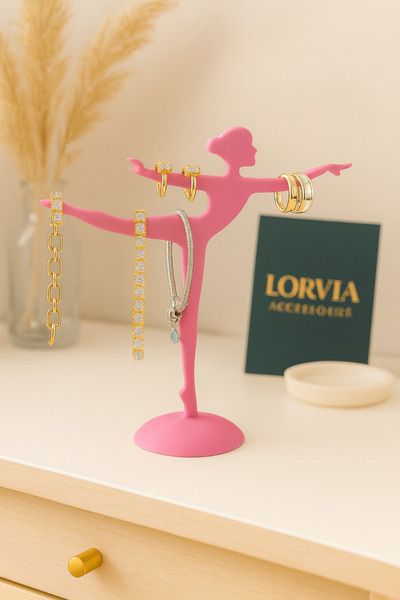 Lorvia حامل مجوهرات بتصميم راقصة باليه مزخرف، منظم لحلقات/أقراط/قلائد/مجوهرات - بلاستيك صلب