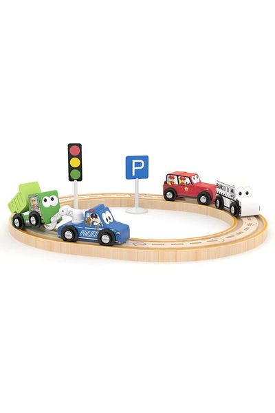 OEM J Adore City Cars wooden tube railway set