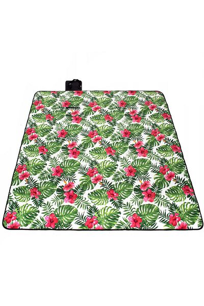 SERSIMO Picnic or beach blanket, with insulating foil and handle, 200x200cm, floral