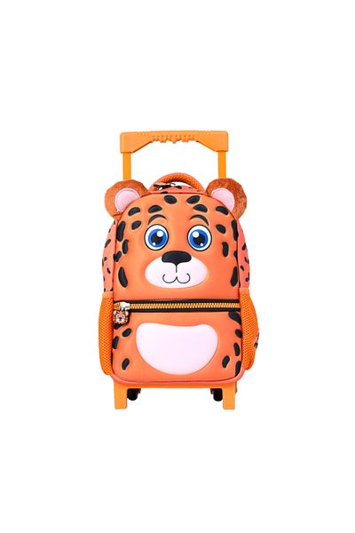 B4U Unisex school trolley bag, 2 wheels, Glossy Bird Leopard orange, 2 compartments GB5228T