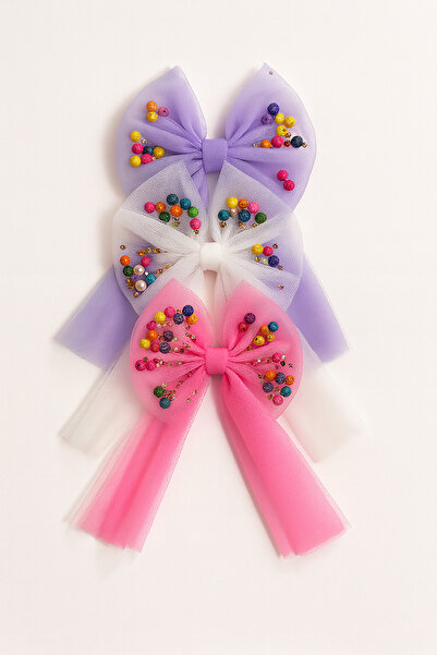 ESİLA KİDS Cataramă pentru fetiță, cu mărgele colorate, fundă din tul, catara...