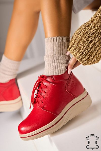 Joana Women's Red Genuine Leather Boots Yuliya