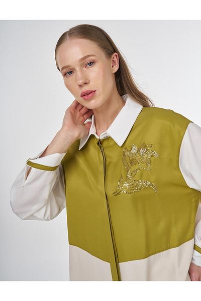 Kayra Embroidered Viscose Tunic Ka-B25-21149 - Stone