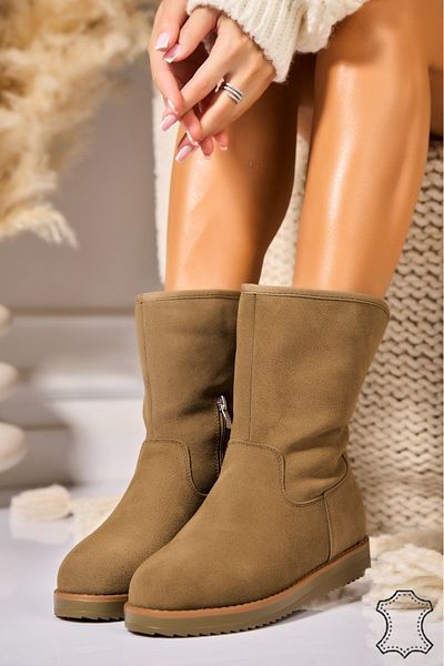 Joana Women's Green Suede Leather Boots Semya