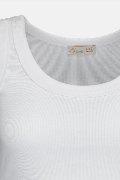 birizmoda Women's Wide Strap Ribbed Cotton Basic Undershirt - White
