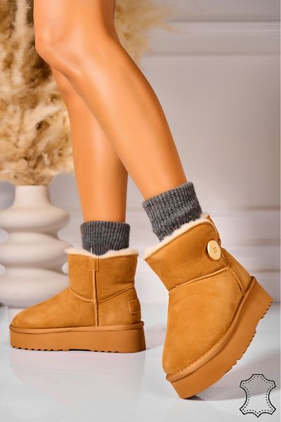 Joana Women's Genuine Suede Boots Camel Eires