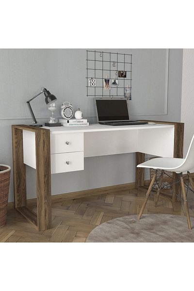 UnicUtil Spacious Office, Urban Workspace, UnicUtil, 155 x 60 x 72 cm, White-Brown, UUDESK01