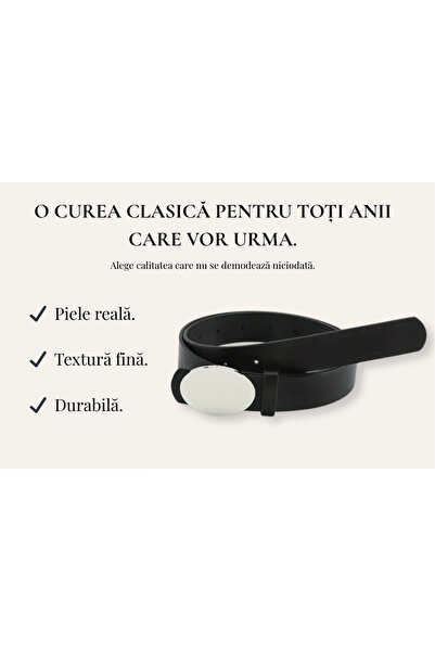 OBRO Curea Elegantă din Piele Naturală – Clasică, Reglabilă, cu Cataramă Meta...