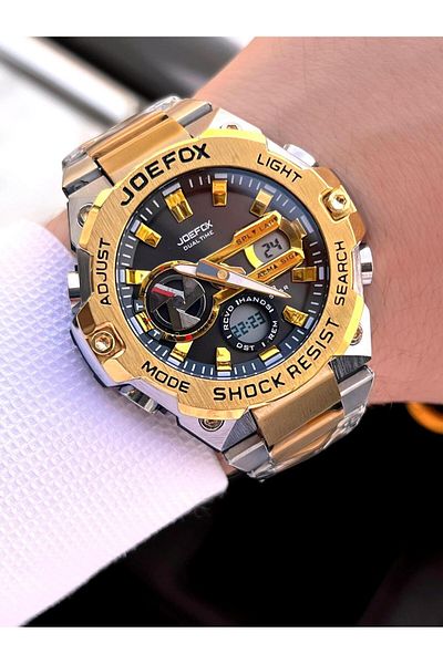 Joefox Steel Cord Digital and Analog 2 Year Guarantee 3 Atm Water Resistant Men Wristwatch Joe.Cl11