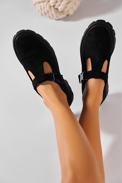 Joana Women's Casual Black Shoes Made of Eco-Suede Leather Rifky
