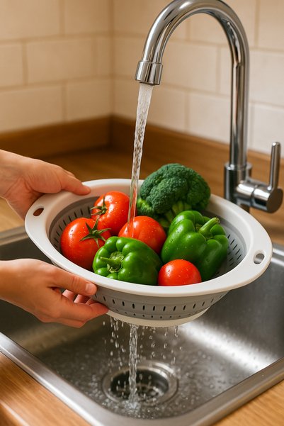 Destpak Space-Saving Folding Practical Strainer - Accordion Strainer - Oval Foldable Strainer
