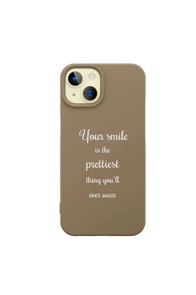 OEM Husa de protectie compatibila cu iPhone 13 si 14 - Smile - Latte