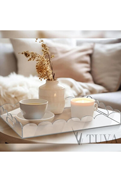 TUVA REKLAM TUVA - صينية بسيطة من البليكسي الشفاف مع تصميم حافة مموجة |   منظم ديكور حديث