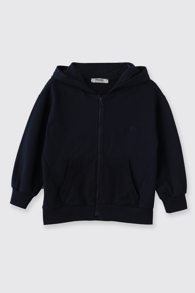 Panço Erkek Çocuk Kapüşonlu Fermuarlı Lacivert Sweatshirt