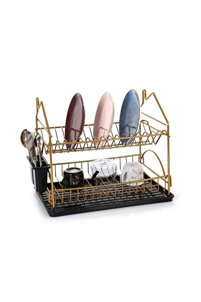 Begin Power Evim Metal Bulaşıklık Tabaklık Bulaşık Kurutma Sepeti Gümüş 2 Kat...