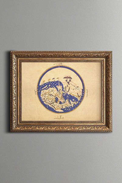 epiqart Idris World Map - Vintage Patterned Frame