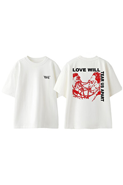 THEWERT Tricou oversize alb din bumbac cu imprimeu pe spate Lil Peep Love Wil...