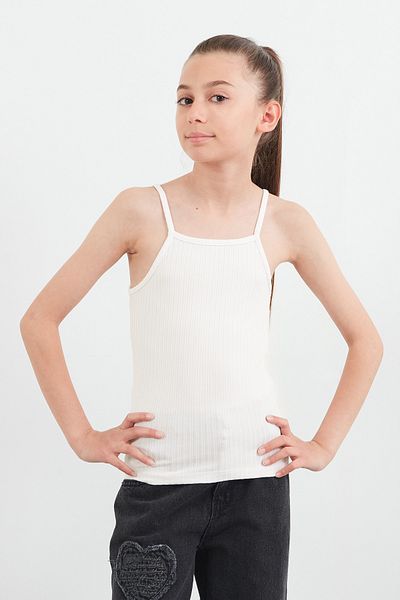 Fulla Moda Ribbed Strap Girl's Bodysuit