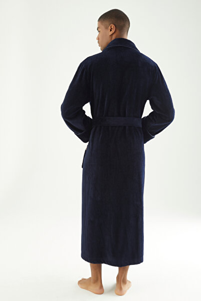 Nuşa Stylish Piping Bamboo Cotton Men's Bathrobe