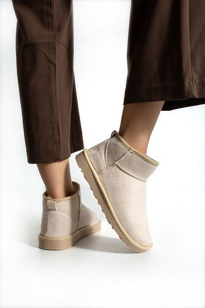 Mode Cool Mini Suede Ankle Boots with Furry Inside Flat Sole Women's Shoes