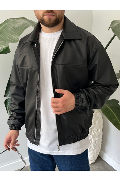 Renvo butik Modern Style Black Men's Jacket - Oversize Fit