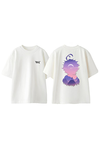 THEWERT Tricou oversize alb din bumbac cu imprimeu pe spate Hunter X Hunter 3