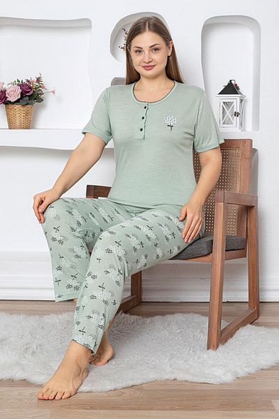 Fulla Moda Daisy Patterned Patterned Large Size Pajama Set