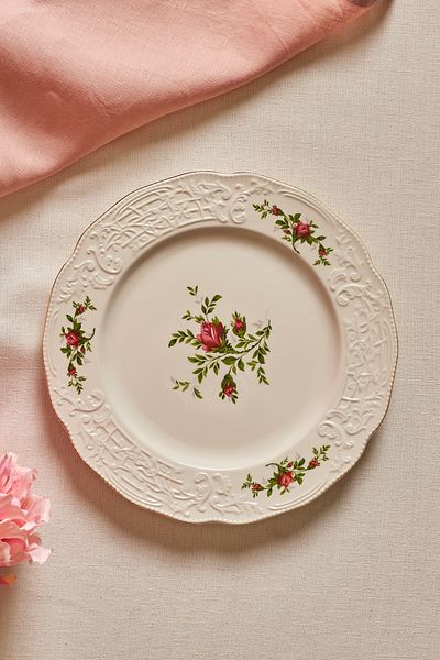 Karaca Vintage Rose Serving Plate 26 cm Cream