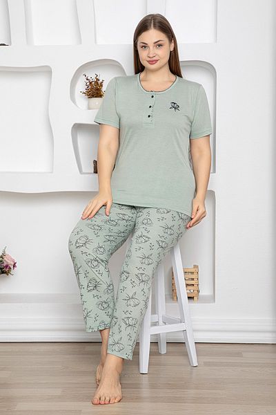 Fulla Moda Floral Patterned Plus Size Pajama Set