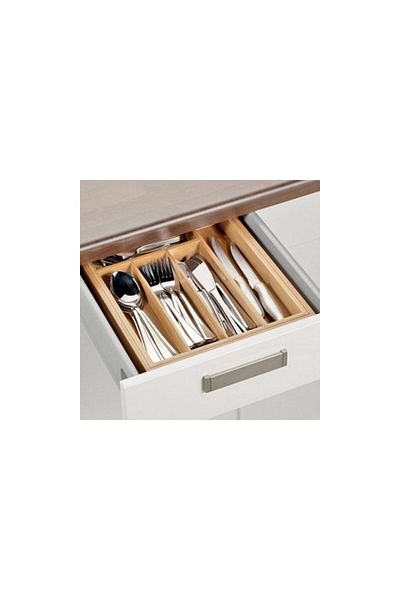 Excellent Houseware Organizator de tacâmuri Stern, extensibil din bambus, 28,5-45x34x5 cm
