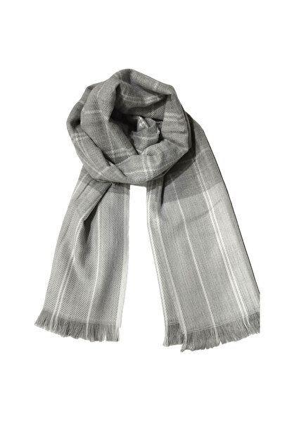 Cesicey Square Patterned Winter Shawl Gray