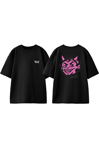 THEWERT Tricou oversize negru din bumbac cu imprimeu Hellboy Lil Peep Design